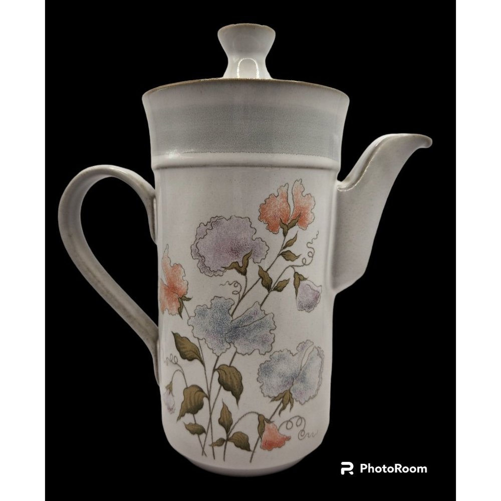 Vntg Denby Dauphine Fine Stoneware Coffee Pot Handcrafted In England 9" Tall EUC